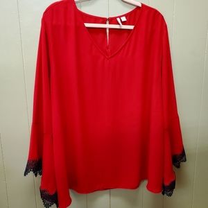 4x Catos Red Blouse with Lace sleeves